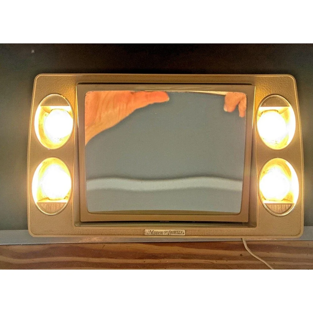 VTG 1970s Mirror Go Lightly Magnifying Lighted Makeup Mirror & Travel Case WORKS
